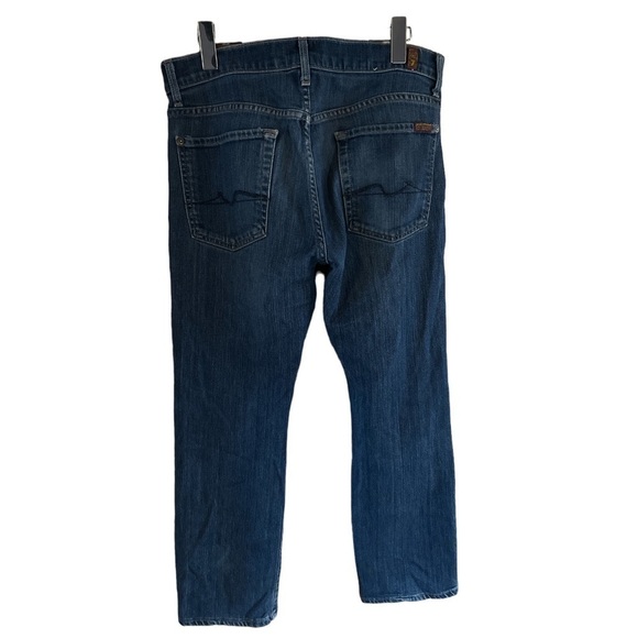 7 For All Mankind Denim Jeans 33x28 Men’s Straight Button Pants Casual Dark Jean - Picture 2 of 10
